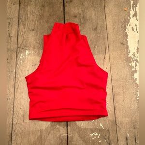 Red, Criss cross, high neck, size small, dance top